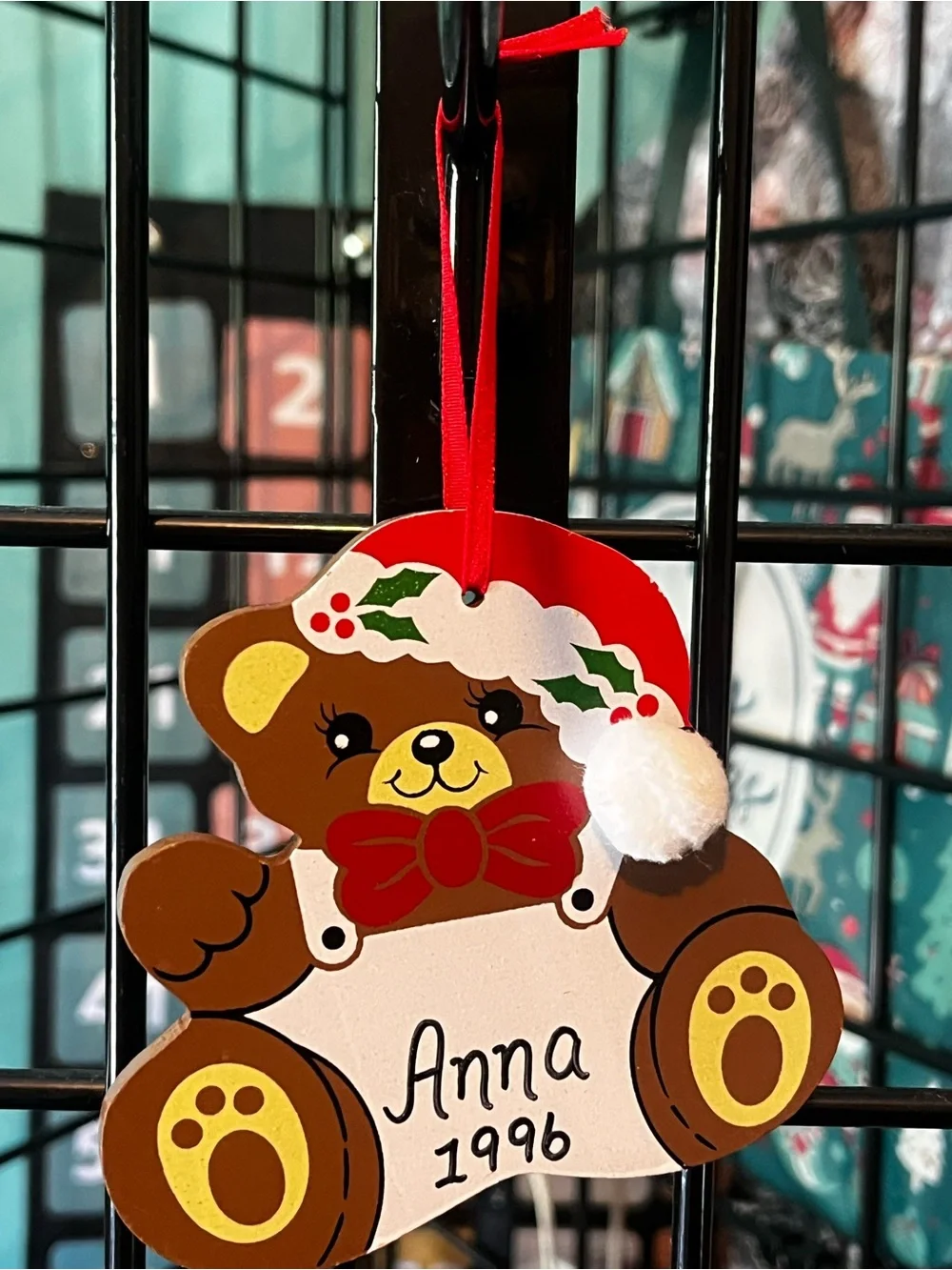 Vintage 1996 Personalized Teddy Ornament 